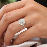 2.1ct Round Cut Moissanite Dual Halo Women Engagement Ring 14k White Gold Plated