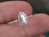 1.6ct Marquise Cut Diamond Engagement Ring Accents Halo 14k White Gold Finish