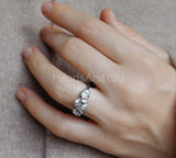 0.5ct Round Cut Moissanite Three stone Ring Dainty Women 14k White Gold Plated