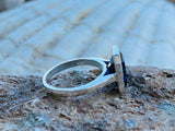 2.6ct Emerald Cut Blue Emerald Bezel Set Solitaire Ring 14k White Gold Finish