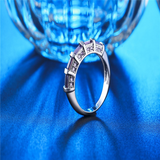 4Ct Emerald Cut Purple Amethyst Gatsby Wedding Ring Band 14K White Gold Finish