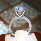 4Ct Round Cut Diamond Vintage Solitaire with Accents Ring 18K White Gold Finish