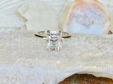 2.2ct Cushion Simulated Diamond Solitaire Engagement Ring 14k White Gold Plated