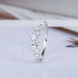 0.8ct Round Cut Diamond Wedding Band Curved Half Eternity 18k White Gold Finish