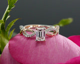 1ct Emerald Cut Diamond Infinity Band Engagement Ring 14k Dual Tone Gold Finish
