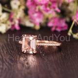 1ct Emerald Cut Simulated Morganite Solitaire Accents Ring 14k Rose Gold Plated
