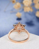 2.5ct Round Cut Diamond Engagement Ring 14k Rose Gold Over Halo Floral Solitaire