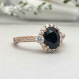 1.5ct Engagement Ring Oval Cut Diamond Halo Trilogy Design 14k Rose Gold Finish