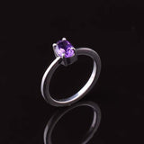 0.5ct Engagement Ring Oval Cut Purple Amethyst Solitaire 14k White Gold Finish
