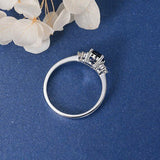1.2ct Oval Blue Sapphire Engagement Ring 14k White Gold Finish Solitaire Trilogy