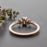 1.3ct Emerald Cut Simulated Peach Morganite Five Stone Ring 14K Rose Gold Plated