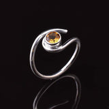 0.35ct Engagement Ring Round Cut Citrine Swirl Solitaire 14k White Gold Finish