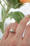1ct Round Cut Diamond Engagement Ring Leaf Vine Solitaire 14k White Gold Finish