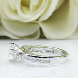 3ct Round Cut Diamond Engagement Ring Channel Set Accents 14k White Gold Finish