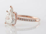 2.4ct Pear Cut Diamond Engagement Ring Accents with Solitaire 14k Rose Gold Over