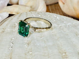 2.2ct Green Emerald Cut Simulated Trilogy Engagement Ring 14k White Gold Plated