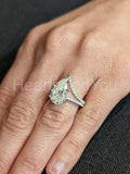2.1ct Pear Cut Simulated Diamond Bridal Ring Curved Band 14k White Gold Plated