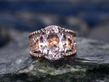 3Ct Oval Cut Peach Morganite Unique Infinity Engagement Ring 14K Rose Gold Over