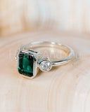 2.2ct Green Emerald Simulated Three Stone Engagement Ring 14k White Gold Plated