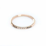 0.5ct Round Cut White & Black Diamond Minimalist Wedding Band 14k Rose Gold Over