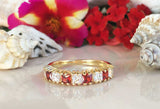 2.4ct Wedding Band Princess Cut Red Garnet Half Eternity 14k Yellow Gold Finish