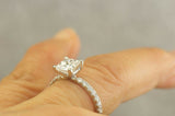 3.5Ct Princess Cut Diamond Engagement Ring 14K White Gold Finish Round Accents