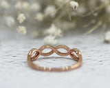 2Ct Round Cut Diamond Petite Wavy Design Engagement Ring 14K Rose Gold Finish