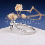 2.1ct Round Cut Moissanite Floral Milgrain Halo Women Ring 14k White Gold Plated
