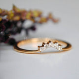 0.03ct Round Cut Moissanite Curved Women Engagement Ring 14K Yellow Gold Plated