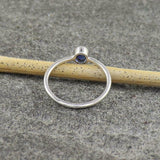 0.5ct Oval Cut Blue Sapphire Bezel Set Solitaire Women Ring 14k WhiteGold Finish