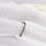 1ct Round Cut Blue Sapphire Engagement Ring Cross Infinity 14k White Gold Finish