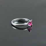 1ct Engagement Ring Emerald Cut Pink Ruby Solitaire Design 14k White Gold Finish