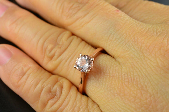 0.5Ct Round Cut Peach Morganite Engagement Solitaire Ring 14K Rose Gold Finish