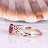 1.2ct Oval Cut Pink Ruby Infinity Solitaire Engagement Ring 14k Rose Gold Finish