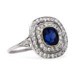 3.5ct Cushion Cut Blue Sapphire Engagement Ring Double Halo 14k WhiteGold Finish