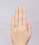 0.5ct Round Cut Moissanite Three stone Ring Dainty Women 14k White Gold Plated