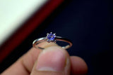 0.15ct Engagement Ring Princess Cut Blue Tanzanite Minimalist 14k WhiteGold Over
