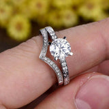 2.3ct Round Cut Diamond Engagement Bridal Set Curved Band 14k White Gold Finish