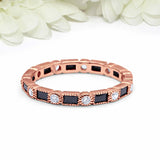 2ct Baguette Cut Black Diamond Wedding Band Eternity Milgrain 14k Rose Gold Over