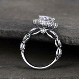 2.3ct Engagement Ring Oval Cut Diamond Halo Women Solitaire 14k WhiteGold Finish