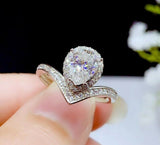 2.25ct Pear Cut Diamond Engagement Ring Curved Halo Tiara 14k White Gold Finish