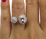 5Ct Oval Round Cut Diamond Unique Open Halo Engagement Ring 14K Rose Gold Finish