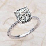 1.1ct Cushion Cut VVS1 D Diamond Solitaire Engagement Ring 14k White Gold Finish
