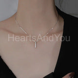 0.2ct Round Cut Moissanite Vertical Bar Pendant 14k White Gold Plated NO CHAIN