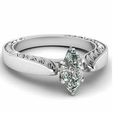 1.5ct Marquise Cut Diamond Engagement Ring 14k White Gold Finish Antique Vintage