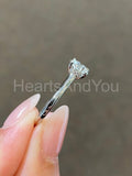 0.3ct Round Cut Moissanite Hidden Halo Engagement Ring 14k White Gold Plated