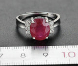 2.25ct Engagement Ring Oval Cut Pink Ruby Diamond Petite 14k White Gold Finish