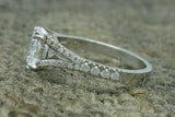 2.4Ct Princess Cut Diamond Split Band Women Solitaire Ring 14K White Gold Finish