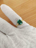 2ct Engagement Ring Green Emerald Cut Solitaire Women 14k Yellow Gold Finish