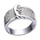 2.1ct Round Cut Diamond Engagement Ring 14k White Gold Finish Belt Unique Design